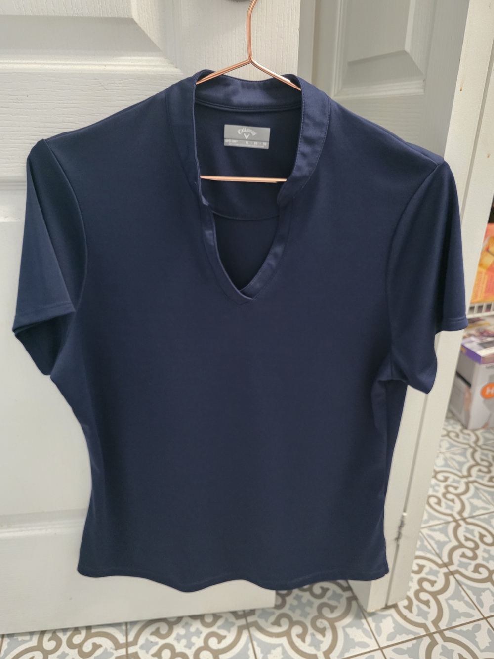 Callaway Navy Short-Sleeve V-Notch Performance Tee